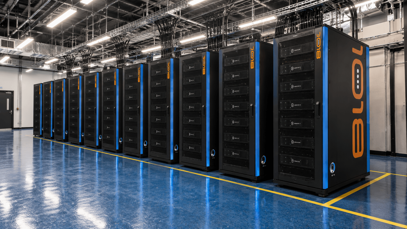 1018 server racks housing Hexacore servers at the 1018 facility